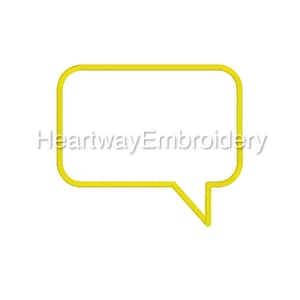 May include: A yellow speech bubble with the text "HeartwayEmbroidery" below it.