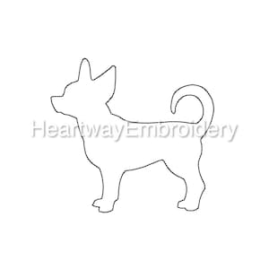 Dog outline embroidery design 6 SIZES  - chihuahua embroidery design, bean stitch embroidery design chihuahua outline dog embroidery pes exp