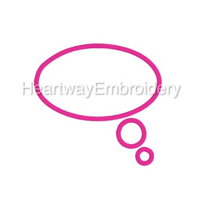 May include: A pink thought bubble with three connected circles on a white background. The text "HeartwayEmbroidery" is written in a light gray color inside the thought bubble.