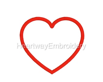 Heart outline embroidery design 6 SIZES - heart embroidery design, heart mini embroidery design, satin outline heart embroidery design