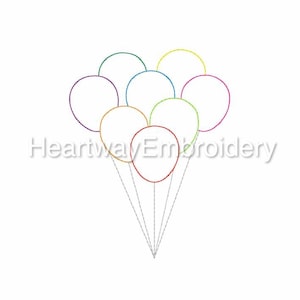 Balloons embroidery design 7 SIZES - balloons bean stitch embroidery design, mini balloons embroidery design running stitch