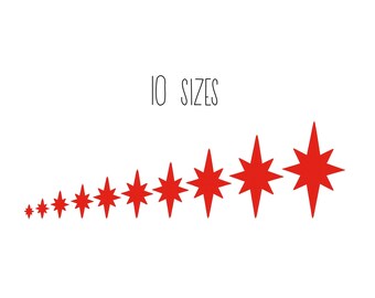 Shining Star Font Machine Embroidery Designs 4 sizes