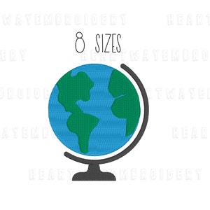 Mini globe embroidery design 8 SIZES  - earth embroidery design mini school embroidery design kids embroidery back to school embroidery