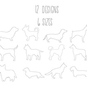 DESIGN SET Dog outline embroidery designs 6 sizes - poodle embroidery design westie chihuahua embroidery puppy dachshund embroidery pes
