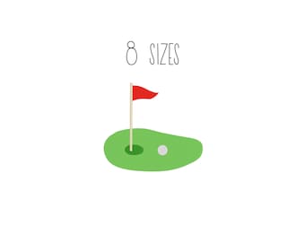 Mini golf green embroidery design 8 SIZES - golf embroidery design filled golf flag embroidery design golf ball pes embroidery design tiny