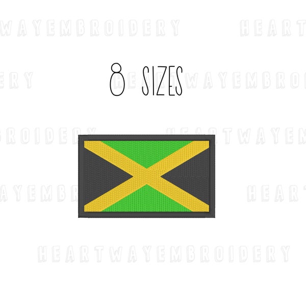 Motif de broderie drapeau jamaïcain - 8 TAILLES de patch drapeau broderie Jamaïque fichier de broderie Drapeau jamaïcain fichier de broderie machine broderie