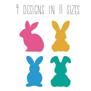 Diseños de bordado de silueta de conejito conjunto 4 diseños en 11 TAMAÑOS - Diseño de bordado de conejito de Pascua mini silueta conejito máquina de bordado