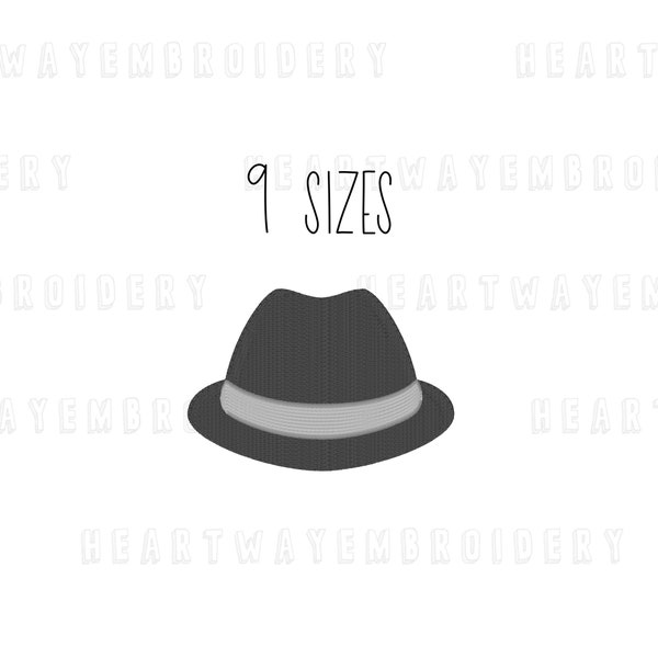 Fedora embroidery design 9 SIZES - fedora mini embroidery design hat embroidery design fedora hat embroidery design pes machine embroidery