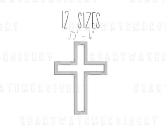 Cross outline embroidery design 12 SIZES  - small cross embroidery design mini cross Christian embroidery design pes fill satin cross