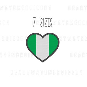 Nigeria Flagge Herz Stickdatei 7 SIZES - Nigerianische Flagge Stickdatei Nigerianische Stickdatei Stickdatei für die Stickerei Stickdatei pes dst