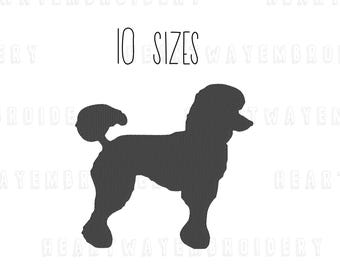 Diseño de bordado de silueta de caniche: puntada de relleno (10 tamaños) (descarga digital)