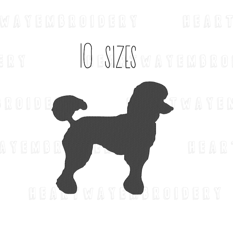 Poodle Silhouette Embroidery Design: Fill Stitch (10 Sizes) (Digital Download) image 1