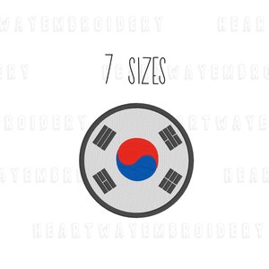 South Korea embroidery design 7 SIZES machine embroidery South Korea round flag embroidery South Korean embroidery mini design
