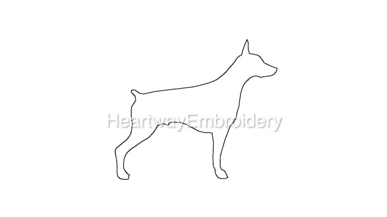 Hund Umriss Stickerei Design 6 Größen Dobermann Stickerei Etsy