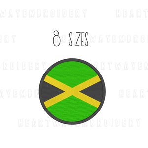 Jamaica flag embroidery design 8 SIZES machine embroidery round flag embroidery Jamaican flag embroidery country flag mini embroidery file
