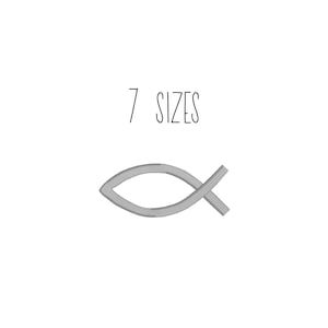Jesus fish embroidery design 7 SIZES - mini ichthys embroidery, Christian embroidery design satin stitch Jesus fish embroidery design pes