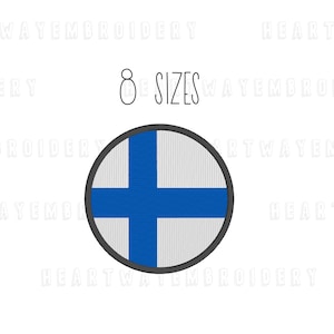 Finland flag embroidery design 8 SIZES machine embroidery round flag embroidery Finnish flag embroidery country flag mini embroidery file