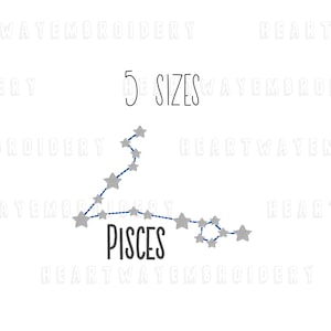 Pisces constellation embroidery design 5 SIZES - pisces sign embroidery design astrology embroidery design pisces zodiac embroidery pes dst
