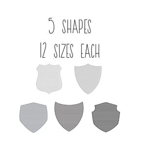 Shield knockdown embroidery designs set in 12 SIZES - knockdown embroidery design tack down, nap tack embroidery design shields