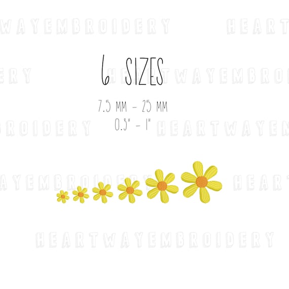 Tiny Daisy Embroidery Design: Micro Flower Machine Embroidery (6 Sizes) (Digital Download)