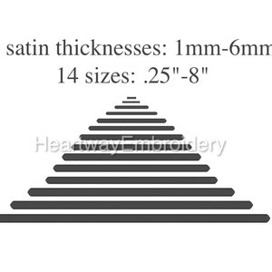 Single line embroidery design 14 sizes 6 thicknesses - satin line with rounded ends