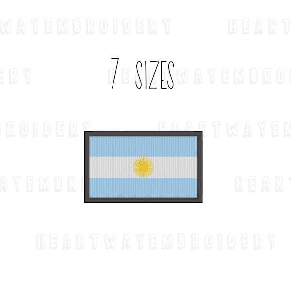 Argentina flag embroidery design - 7 SIZES small flag embroidery Argentina embroidery Argentinian flag patch embroidery machine file