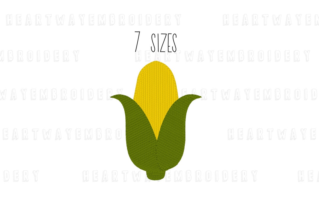 Corn Embroidery Design 7 SIZES Mini Corn Embroidery Design Vegetable Embroidery Kitchen Garden