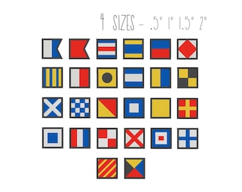 Nautical alphabet embroidery design 4 SIZES -  maritime alphabet maritime signal flag letters embroidery design maritime flag embroidery pes