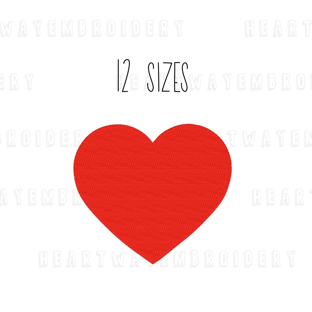 Heart Fill Stitch Embroidery Design (12 Sizes) (digital Download) - Etsy