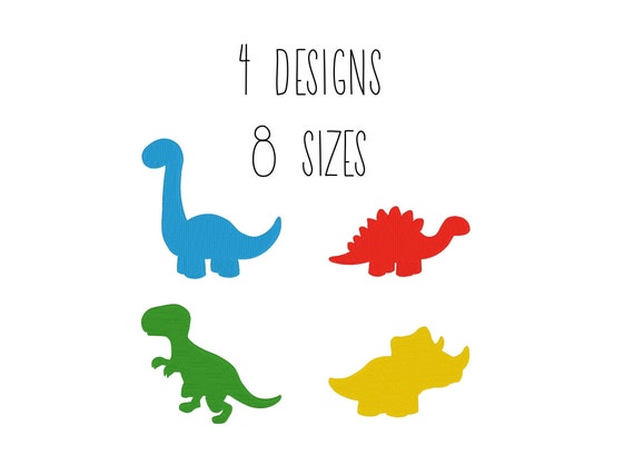 Diseños de bordado de dinosaurios conjunto 4 diseños en 8 - Etsy México