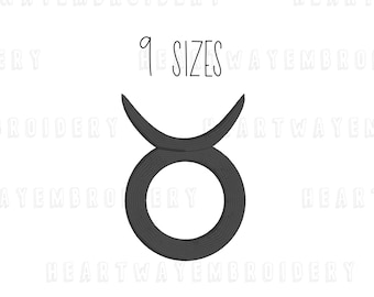 Mini Stier Symbol Stickdatei: Sternzeichen Sternzeichen (9 Größen) (Digitaler Download)