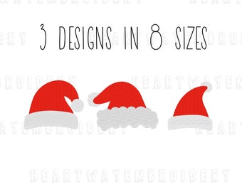 Santa Hat Embroidery Design Set: Bundle of 3 (8 Sizes) (Digital Download)