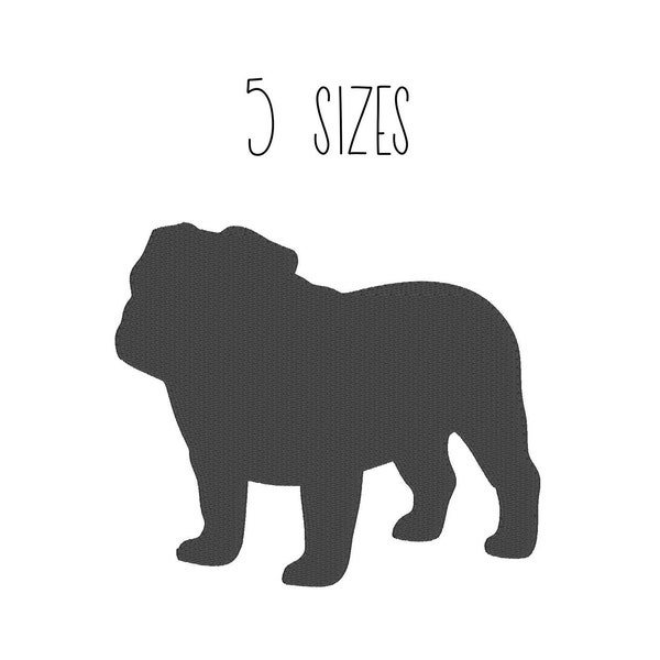 English bulldog embroidery design 5 SIZES  - dog silhouette embroidery design mini bulldog silhouette embroidery design machine embroidery