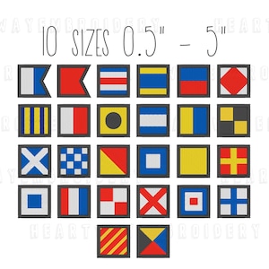 Nautical alphabet embroidery design 10 SIZES machine embroidery maritime signal flag letters embroidery design maritime flag embroidery