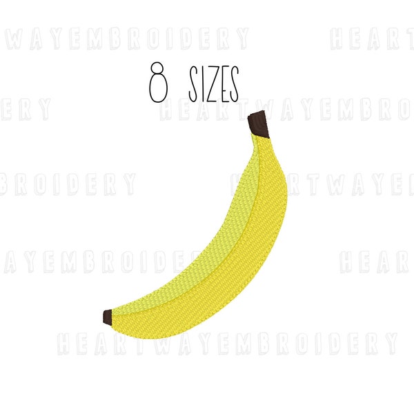 Mini banana embroidery design 8 SIZES  - tiny embroidery design, banana mini embroidery design, small banana embroidery design, tiny fruit