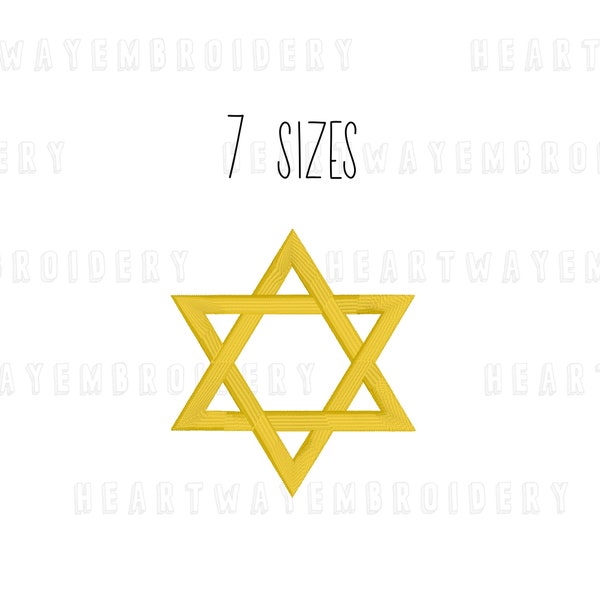 Star of David embroidery design 7 SIZES - Star of David satin stitch embroidery design mini Shield of David Jewish embroidery design pes dst