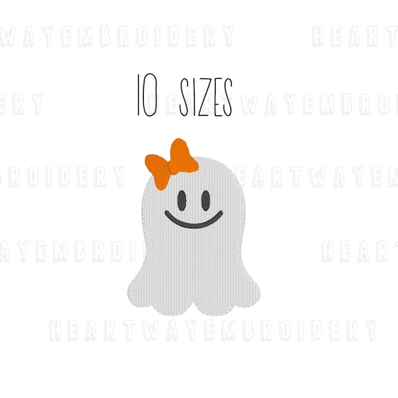 Ghost with Bow Embroidery Design - Halloween Embroidery File (10 Sizes) (Digital Download)