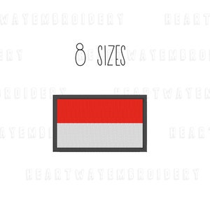 Indonesia flag embroidery design - 8 SIZES small country flag embroidery Indonesia embroidery Indonesian flag patch embroidery file