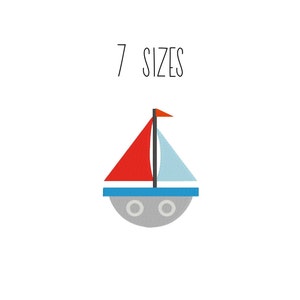 Mini sail boat embroidery design 7 SIZES  - nautical embroidery design, sailing embroidery kids boat embroidery design summer sailboat