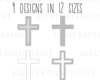 Cross Embroidery Design Set: Crucifix Embroidery Bundle (12 Sizes) (Digital Download)