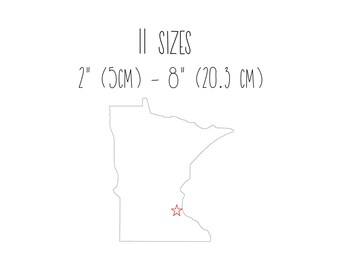 Minnesota state embroidery design 11 SIZES - Minnesota map bean stitch embroidery US state outline embroidery design Saint Paul Minnesota