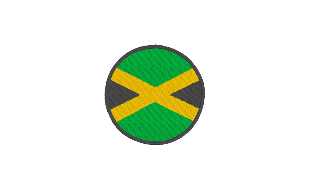 Jamaica Flag Circle Embroidery Design 3 SIZES Small Country Flag