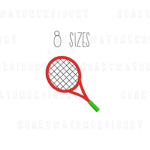 Motif de broderie raquette de tennis 8 TAILLES - motif de broderie de tennis mini motif de broderie motif de broderie sport raquette de tennis pes dst