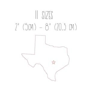 Texas State Embroidery Design 11 GRÖßEN - Texas Karte Bohnenstich Stickdatei Stickdatei Us State Outline Stickdatei Austin TX Stickdatei