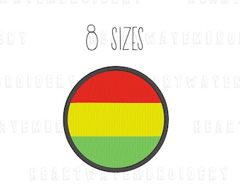 Bolivia Flag Embroidery Design: Round Bolivian Flag (8 Sizes) (Digital Download)