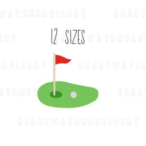 Mini golf green embroidery design 8 SIZES - golf embroidery design filled golf flag embroidery design golf ball pes dst embroidery design