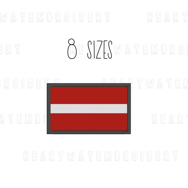 Latvia flag embroidery design - 8 SIZES small flag embroidery Latvia embroidery Latvian flag patch embroidery file machine embroidery