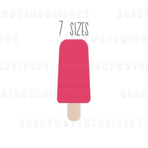 May include: A pink popsicle with a wooden stick. The popsicle is on a white background. 7 SIZES