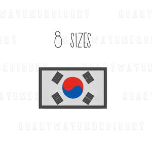 South Korea flag embroidery design 8 SIZES flag patch embroidery South Korean embroidery South Korea flag embroidery file machine embroidery