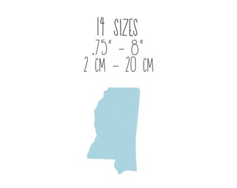 Mississippi Map Embroidery Design: US State Fill Stitch (14 Sizes) (Digital Download)